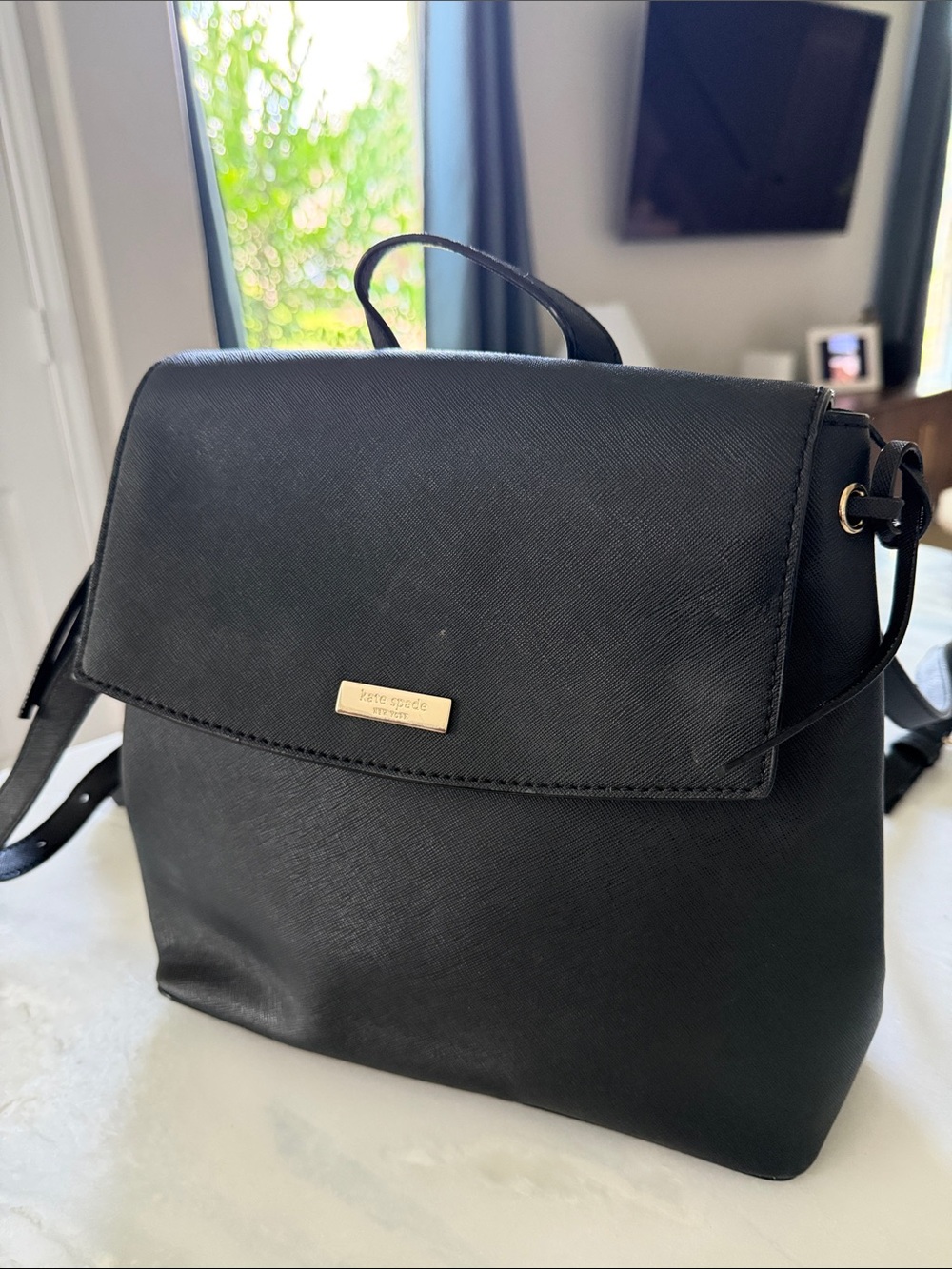 kate spade Black Saffiano Leather Backpack